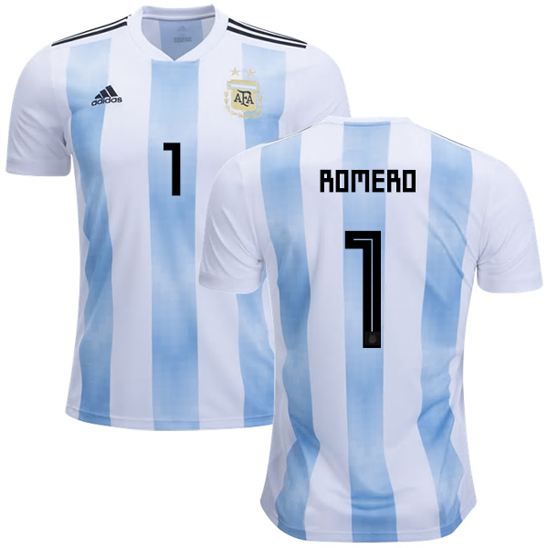 Argentina #1 Romero Home Kid Soccer Country Jersey Argentina #1 Romero Home Kid Soccer Country Jersey