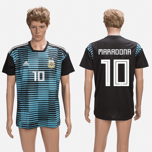 Argentina #10 Maradona Black Training Soccer Country Jersey Argentina #10 Maradona Black Training Soccer Country Jersey