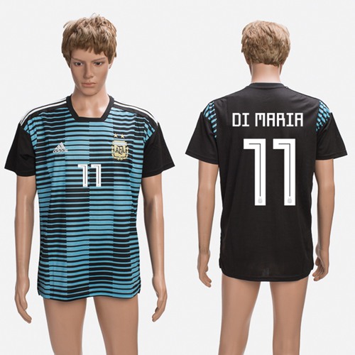 Argentina #11 Di Maria Black Training Soccer Country Jersey Argentina #11 Di Maria Black Training Soccer Country Jersey