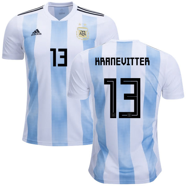 Argentina #13 Kranevitter Home Kid Soccer Country Jersey Argentina #13 Kranevitter Home Kid Soccer Country Jersey