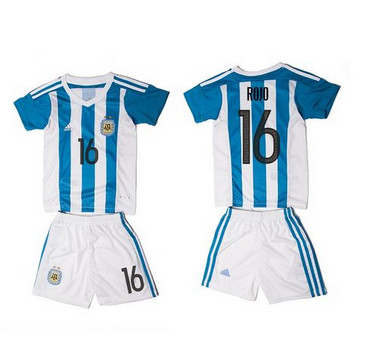 Argentina #16 Rojo Home Kid Soccer Country Jersey