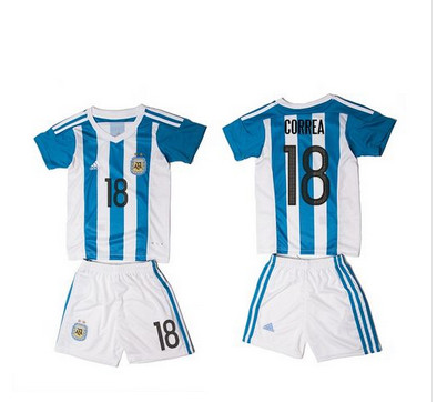 Argentina #18 Correa Home Kid Soccer Country Jersey