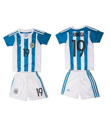 Argentina #19 Banega Home Kid Soccer Country Jersey