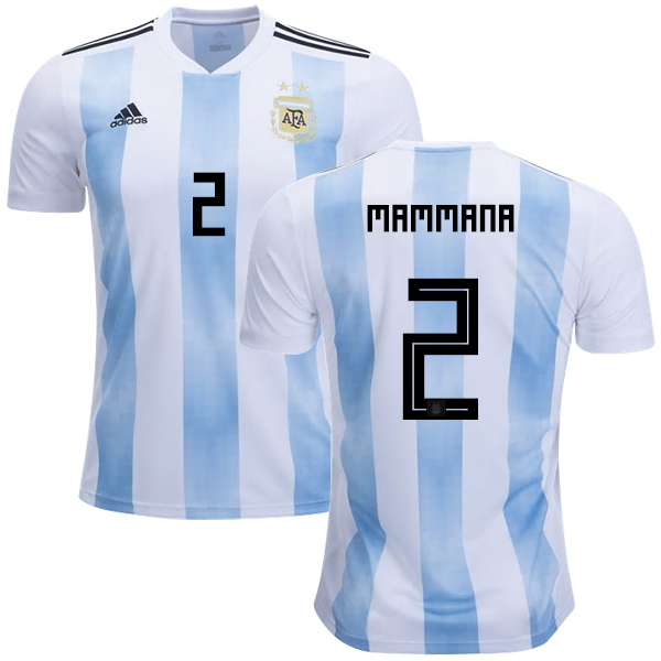 Argentina #2 Mammana Home Kid Soccer Country Jersey Argentina #2 Mammana Home Kid Soccer Country Jersey