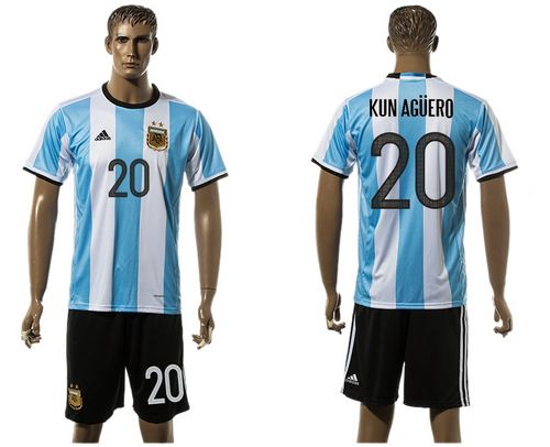 Argentina #20 Kun Aguero Home Soccer Country Jersey Argentina #20 Kun Aguero Home Soccer Country Jersey