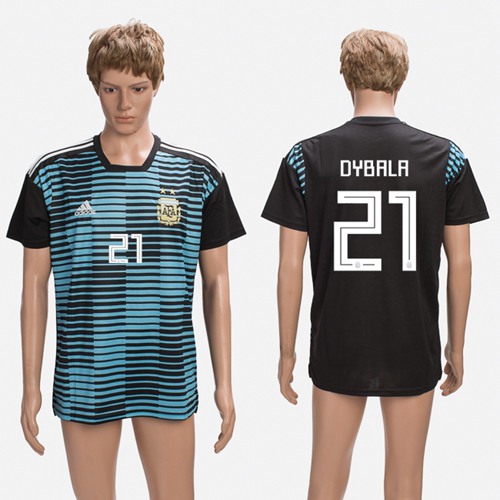 Argentina #21 Dybala Black Training Soccer Country Jersey Argentina #21 Dybala Black Training Soccer Country Jersey