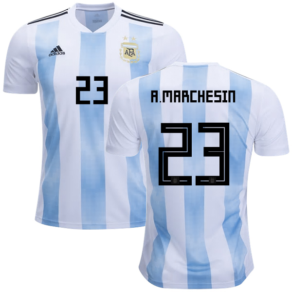 Argentina #23 A.Marchesin Home Kid Soccer Country Jersey Argentina #23 A.Marchesin Home Kid Soccer Country Jersey