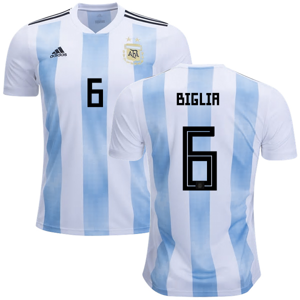 Argentina #6 Biglia Home Kid Soccer Country Jersey Argentina #6 Biglia Home Kid Soccer Country Jersey