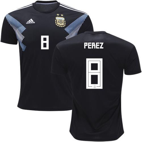 Argentina #8 Perez Away Soccer Country Jersey Argentina #8 Perez Away Soccer Country Jersey