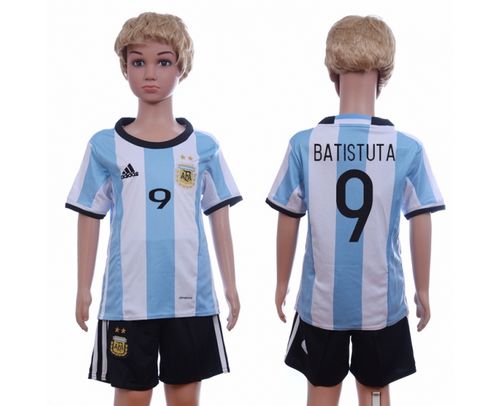 Argentina #9 Batistuta Home Kid Soccer Country Jersey Argentina #9 Batistuta Home Kid Soccer Country Jersey