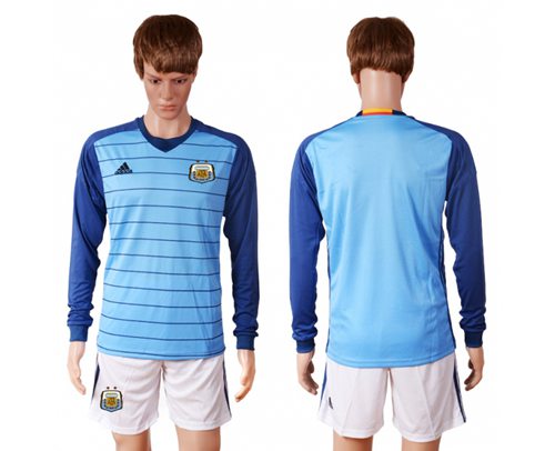 Argentina Blank Blue Goalkeeper Long Sleeves Soccer Country Jersey Argentina Blank Blue Goalkeeper Long Sleeves Soccer Country Jersey