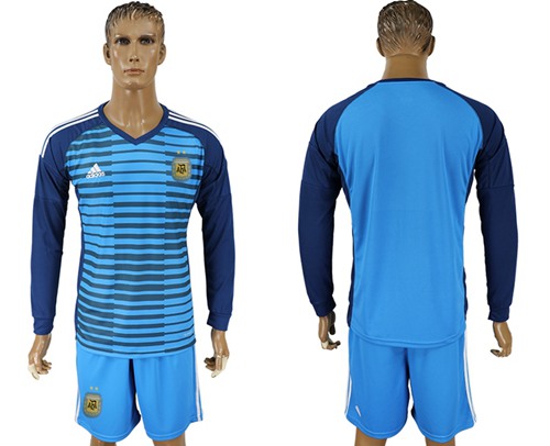 Argentina Blank Blue Long Sleeves Goalkeeper Soccer Country Jersey Argentina Blank Blue Long Sleeves Goalkeeper Soccer Country Jersey