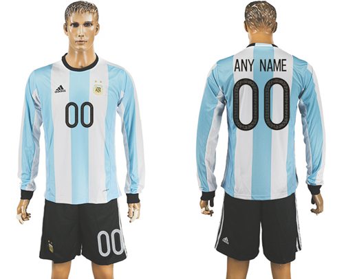 Argentina Personalized Home Long Sleeve Soccer Country Jersey Argentina Personalized Home Long Sleeve Soccer Country Jersey