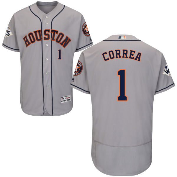Astros #1 Carlos Correa Grey Flexbase Authentic Collection 2017 World Series Bound Customize Stitched MLB Jersey