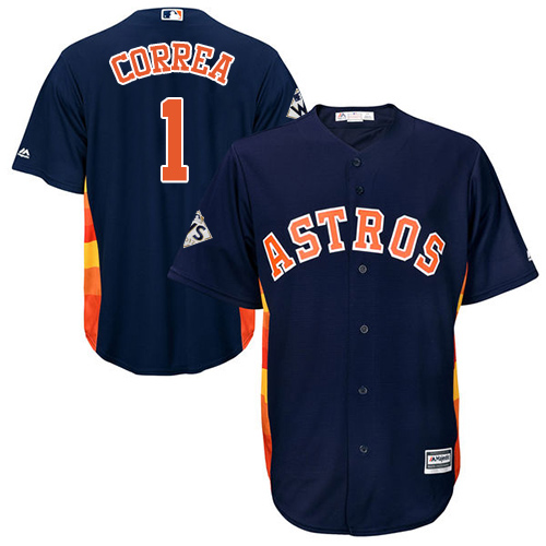 Astros #1 Carlos Correa Navy Blue Cool Base 2017 World Series Bound Stitched Youth MLB Jersey Astros #1 Carlos Correa Navy Blue Cool Base 2017 World Series Bound Stitched Youth MLB Jersey