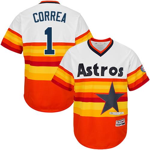 Astros #1 Carlos Correa White Orange Cooperstown Stitched Youth MLB Jersey Astros #1 Carlos Correa White Orange Cooperstown Stitched Youth MLB Jersey