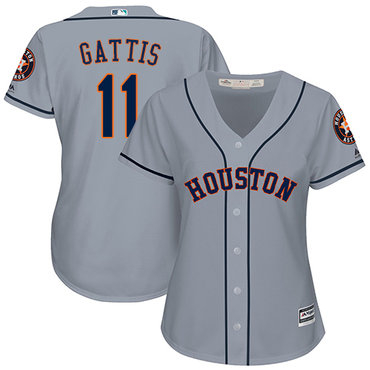 Astros #11 Evan Gattis Grey Road Women's Stitched MLB Jersey Astros #11 Evan Gattis Grey Road Women's Stitched MLB Jersey