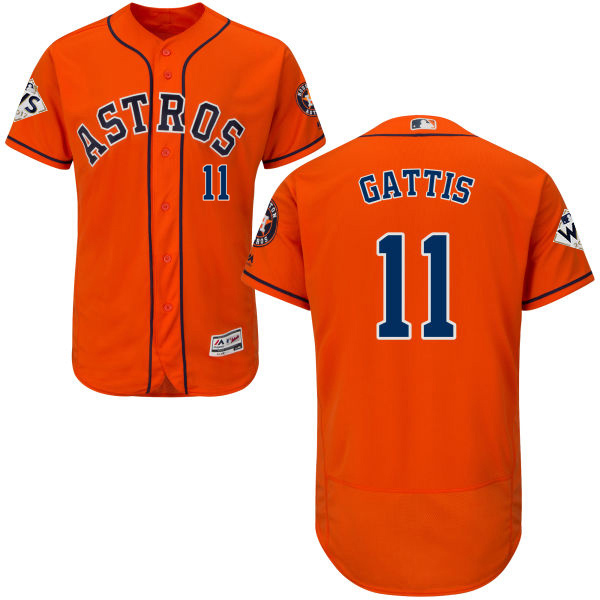 Astros #11 Evan Gattis Orange Flexbase Authentic Collection 2017 World Series Bound Stitched MLB Jersey