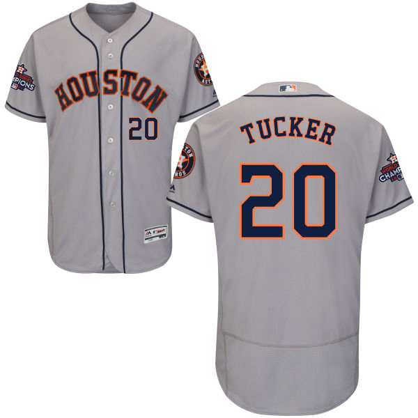 Astros #20 Preston Tucker Grey Flexbase Authentic Collection 2017 World Series Champions Stitched MLB Jersey