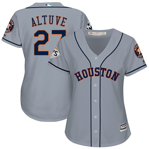 Astros #27 Jose Altuve Grey Road 2017 World Series Bound Women's Stitched MLB Jersey Astros #27 Jose Altuve Grey Road 2017 World Series Bound Women's Stitched MLB Jersey