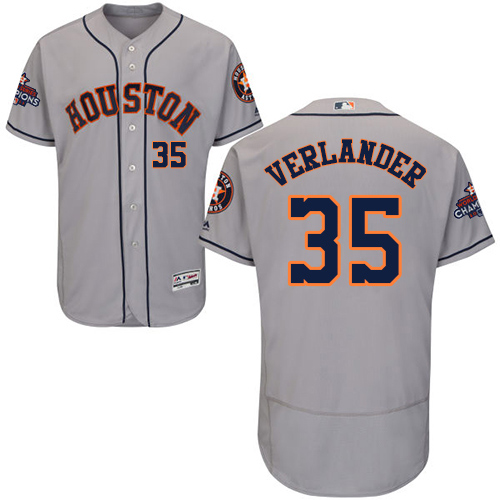 Astros #35 Justin Verlander Grey Flexbase Authentic Collection 2017 World Series Champions Stitched MLB Jersey