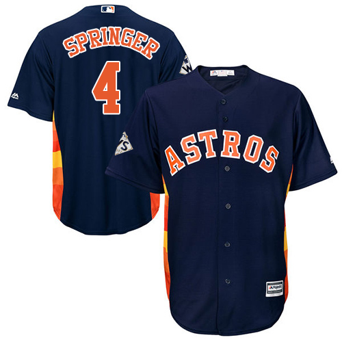 Astros #4 George Springer Navy Blue Cool Base 2017 World Series Bound Stitched Youth MLB Jersey Astros #4 George Springer Navy Blue Cool Base 2017 World Series Bound Stitched Youth MLB Jersey