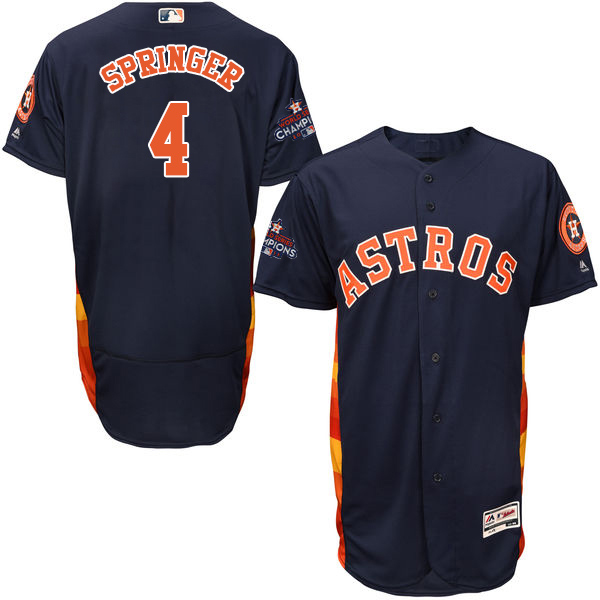 Astros #4 George Springer Navy Blue Flexbase Authentic Collection 2017 World Series Champions Stitched MLB Jersey