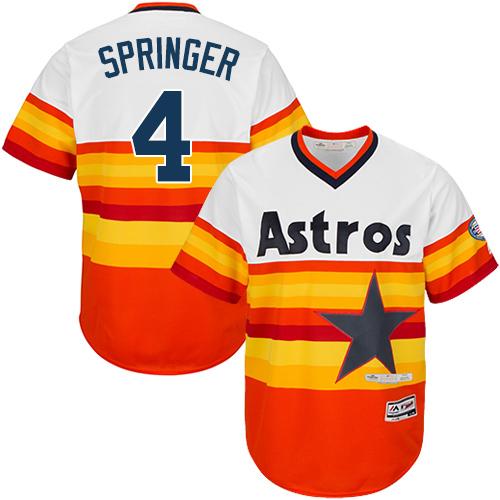 Astros #4 George Springer White Orange Cooperstown Stitched Youth MLB Jersey Astros #4 George Springer White Orange Cooperstown Stitched Youth MLB Jersey