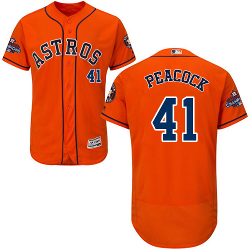Astros #41 Brad Peacock Orange Flexbase Authentic Collection 2017 World Series Champions Stitched MLB Jersey Astros #41 Brad Peacock Orange Flexbase Authentic Collection 2017 World Series Champions Stitched MLB Jersey