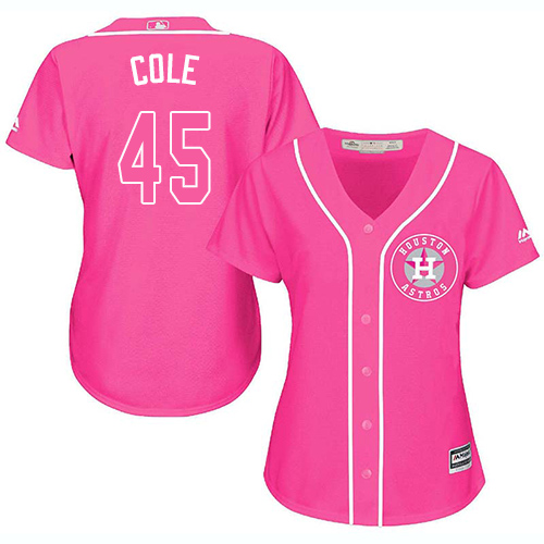 Astros #45 Gerrit Cole Pink Fashion Women's Stitched MLB Jersey Astros #45 Gerrit Cole Pink Fashion Women's Stitched MLB Jersey