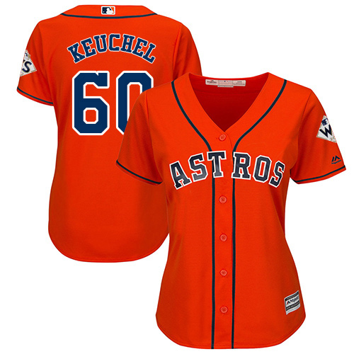Astros #60 Dallas Keuchel Orange Alternate 2017 World Series Bound Women's Stitched MLB Jersey