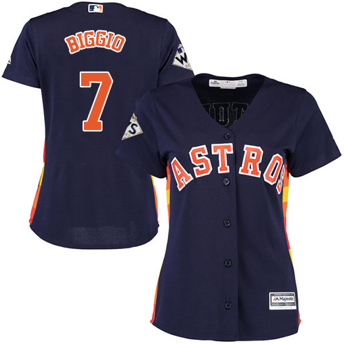 Astros #7 Craig Biggio Navy Blue Alternate 2017 World Series Bound Women's Stitched MLB Jersey
