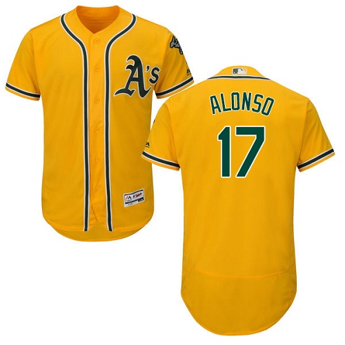 Athletics #17 Yonder Alonso Gold Flexbase Authentic Collection Stitched MLB Jersey