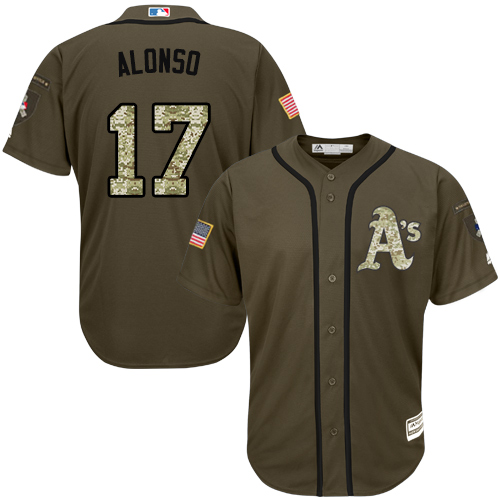 Athletics #17 Yonder Alonso Green Salute to Service Stitched Youth MLB Jersey