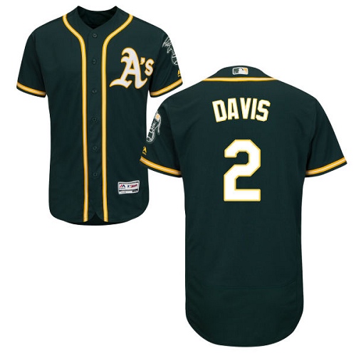 Athletics #2 Khris Davis Green Flexbase Authentic Collection Stitched Baseball Jersey Athletics #2 Khris Davis Green Flexbase Authentic Collection Stitched Baseball Jersey