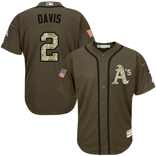 Athletics #2 Khris Davis Green Salute to Service Stitched Baseball Jersey