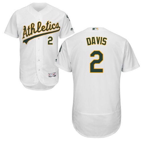 Athletics #2 Khris Davis White Flexbase Authentic Collection Stitched Baseball Jersey Athletics #2 Khris Davis White Flexbase Authentic Collection Stitched Baseball Jersey