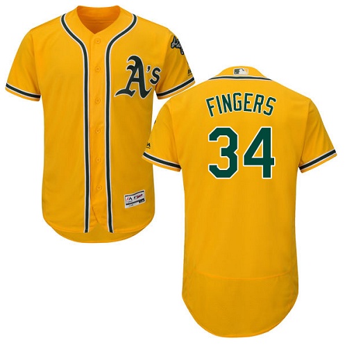 Athletics #34 Rollie Fingers Gold Flexbase Authentic Collection Stitched MLB Jersey Athletics #34 Rollie Fingers Gold Flexbase Authentic Collection Stitched MLB Jersey