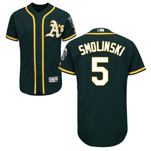 Athletics #5 Jake Smolinski Green Flexbase Authentic Collection Stitched Baseball Jersey Athletics #5 Jake Smolinski Green Flexbase Authentic Collection Stitched Baseball Jersey