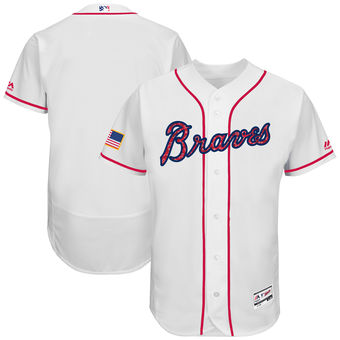 Atlanta Braves Majestic 2017 Stars & Stripes Authentic Collection FlexBase Team Jersey - White