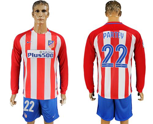 Atletico Madrid #22 Partey Home Long Sleeves Soccer Club Jersey Atletico Madrid #22 Partey Home Long Sleeves Soccer Club Jersey