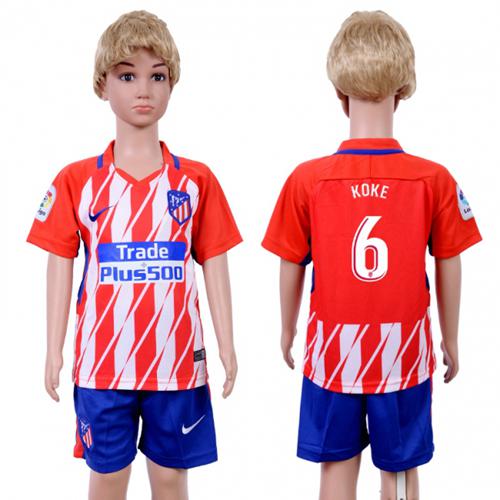 Atletico Madrid #6 Koke Home Kid Soccer Club Jersey Atletico Madrid #6 Koke Home Kid Soccer Club Jersey
