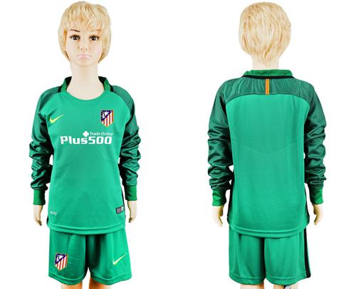 Atletico Madrid Blank Green Long Sleeves Kid Soccer Club Jersey Atletico Madrid Blank Green Long Sleeves Kid Soccer Club Jersey