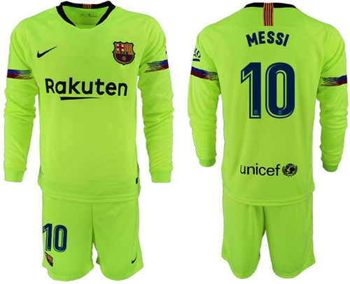 Barcelona #10 Messi Away Long Sleeves Soccer Club Jersey Barcelona #10 Messi Away Long Sleeves Soccer Club Jersey