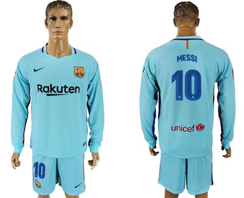 Barcelona #10 Messi Away Long Sleeves Soccer Club Jersey Barcelona #10 Messi Away Long Sleeves Soccer Club Jersey