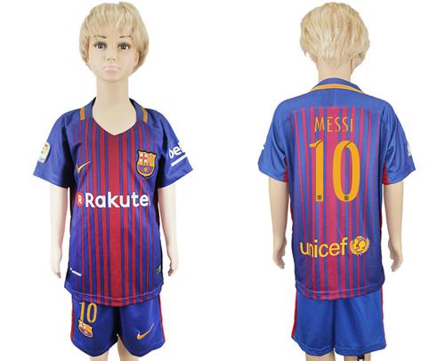 Barcelona #10 Messi Home Kid Soccer Club Jersey