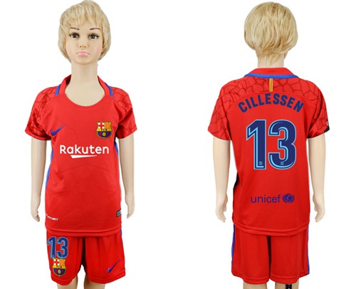 Barcelona #13 Cillessen Red Goalkeeper Kid Soccer Club Jersey Barcelona #13 Cillessen Red Goalkeeper Kid Soccer Club Jersey