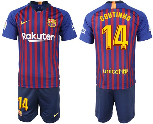 Barcelona #14 Coutinho Home Soccer Club Jersey