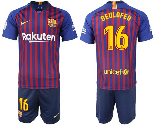 Barcelona #16 Deulofeu Home Soccer Club Jersey Barcelona #16 Deulofeu Home Soccer Club Jersey