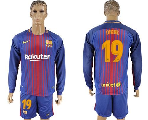 Barcelona #19 Digne Home Long Sleeves Soccer Club Jersey Barcelona #19 Digne Home Long Sleeves Soccer Club Jersey